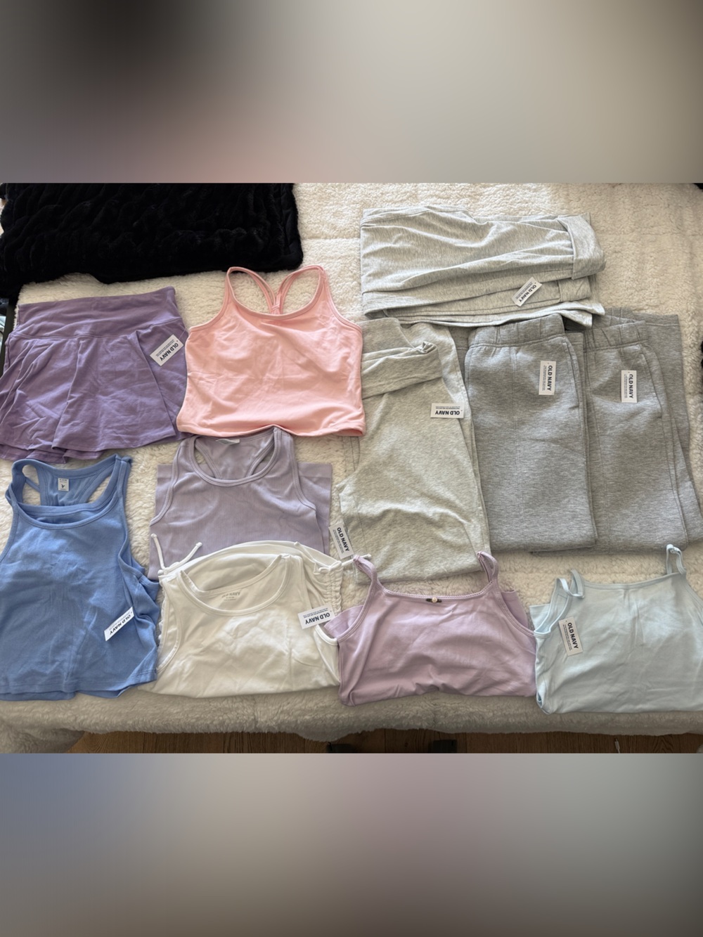 Old Navy Girls Pastel Tank Tops and Light Gray Joggers Set. All for 1 price
